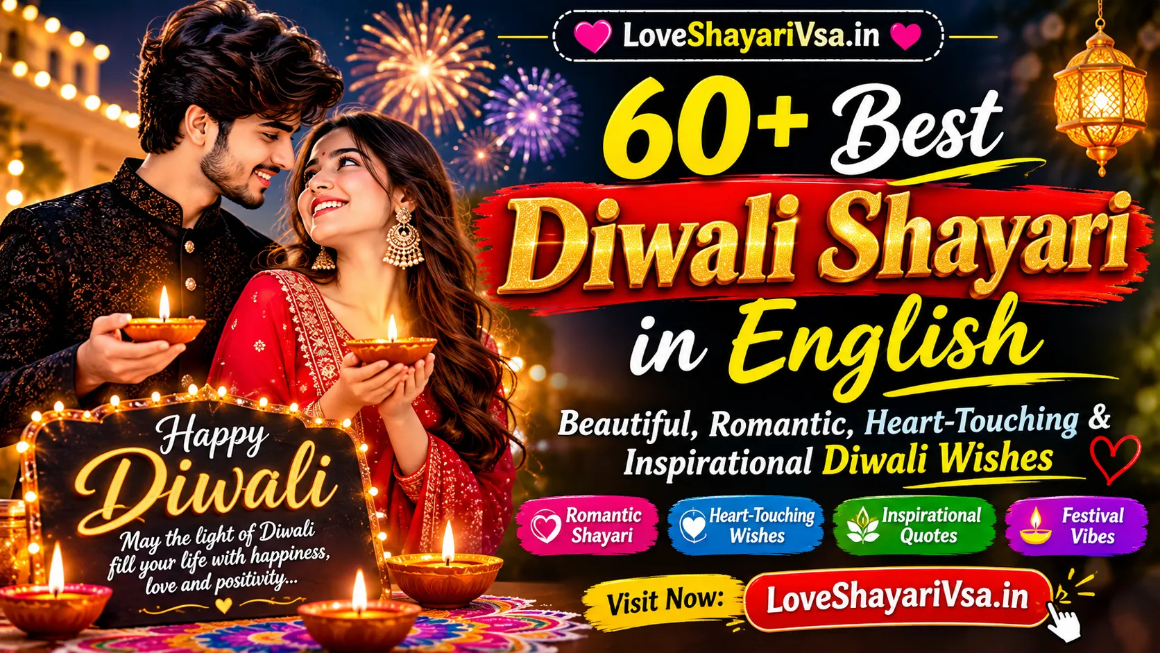 60+ Best Diwali Shayari in English: Beautiful, Romantic, Heart-Touching & Inspirational Diwali Wishes